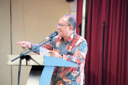 Bupati Banyumas Sadewo Tri Lastiono saat menghadiri Talkshow Sukses Tes Kemampuan Akademik (TKA) Jenjang SD di D'Garden Resto, Selasa (8/9/2026).