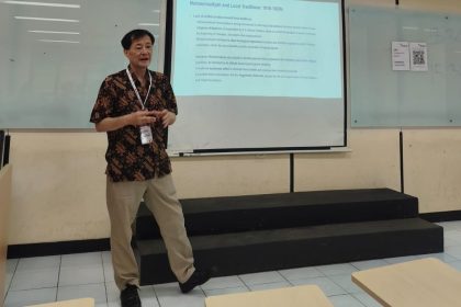 Kim Hyung-Jun dari Kangwon National University dalam Symposium ke-9 Jurnal Antropologi Indonesia (ISJAI 9) di Fakultas Ilmu Sosial dan Ilmu Politik Universitas Indonesia (FISIP UI), Kamis, 6 Agustus 2026